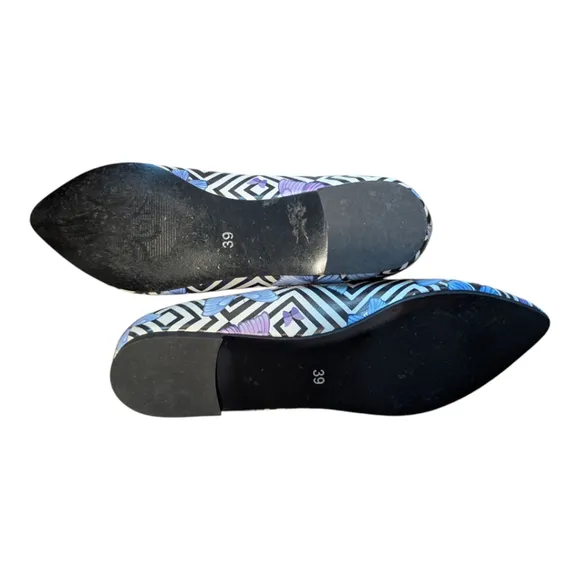 Butterfly Print Pointed Flats Women's Size 39 Fairycore Barbiecore Y2K