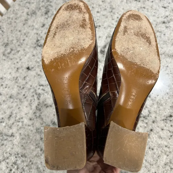 BY FAR Becca lace up brown animal print leather boots