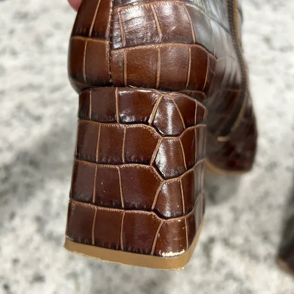BY FAR Becca lace up brown animal print leather boots