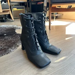BY FAR Leather Lace-Up Boots