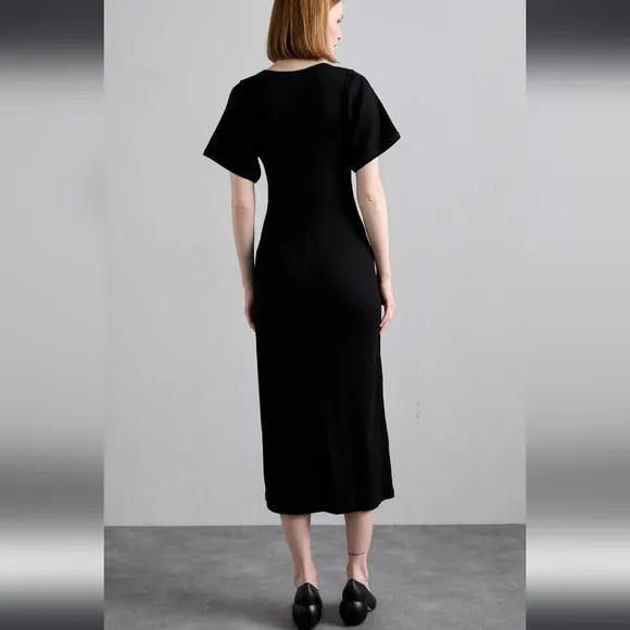 By Malene Birger Anaissa Maxi Dress Cotton Scoop Neck Black Bodycon Sz Small