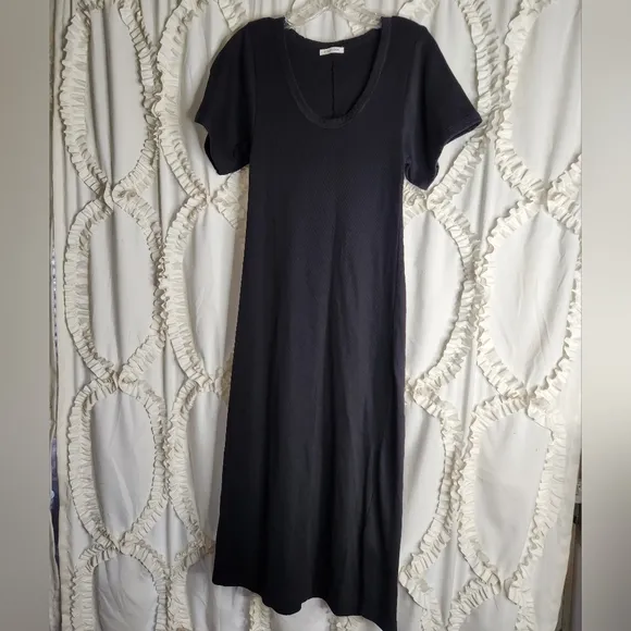 By Malene Birger Anaissa Maxi Dress Cotton Scoop Neck Black Bodycon Sz Small