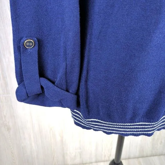 Cable &amp; Gauge Womens XL Sweater Blue White Trim Boat Neck Long Sleeve NWT