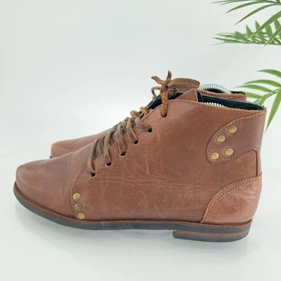 Caboclo Leo Ankle Boot Men's Size 8 Brown Leather Studded Classic Lace Up