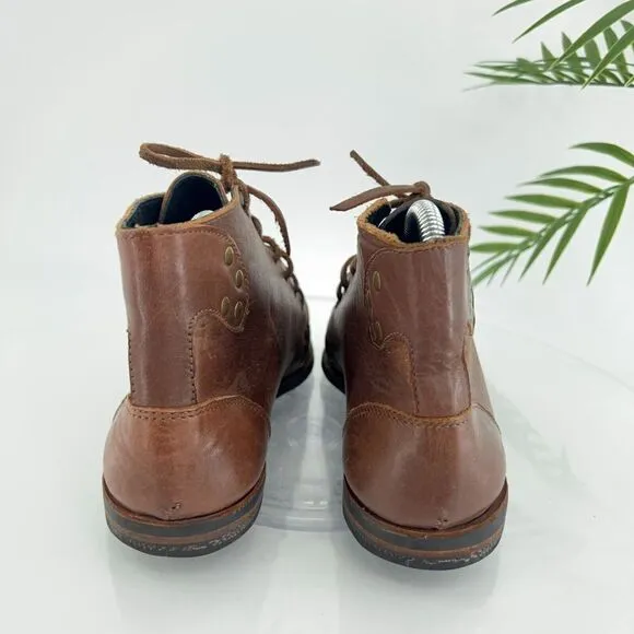 Caboclo Leo Ankle Boot Men's Size 8 Brown Leather Studded Classic Lace Up