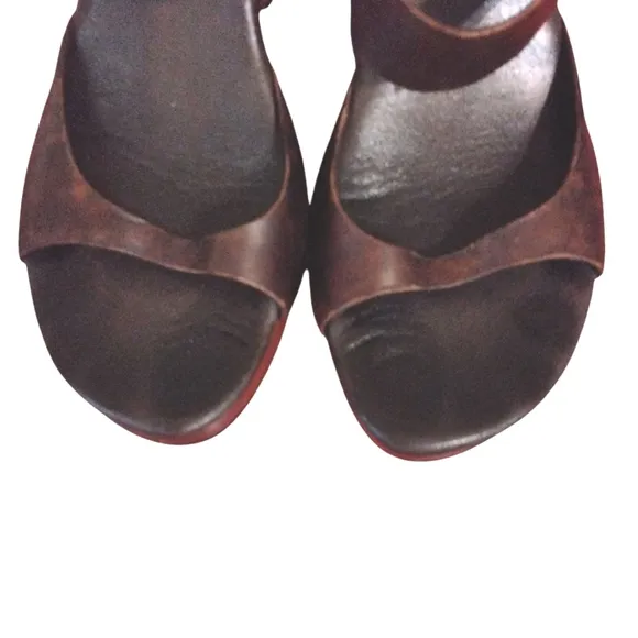 Calleen Cordero Wood Wedge Platform Leather Sandal Size 8