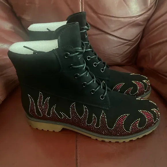 Cape Robbin Zabrina Rhinestone Flam Lace-up Boots