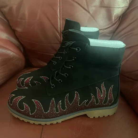 Cape Robbin Zabrina Rhinestone Flam Lace-up Boots