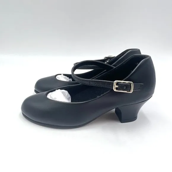 Capezio Jr. Footlight 550 550X Black Character Dance Shoes Little Girls 12.5