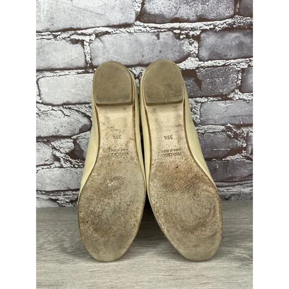 CAREL PARIS Ivory Leather Tan Brown Cap Toe Ballet Flats Women’s Sz 39.5EU/9M US