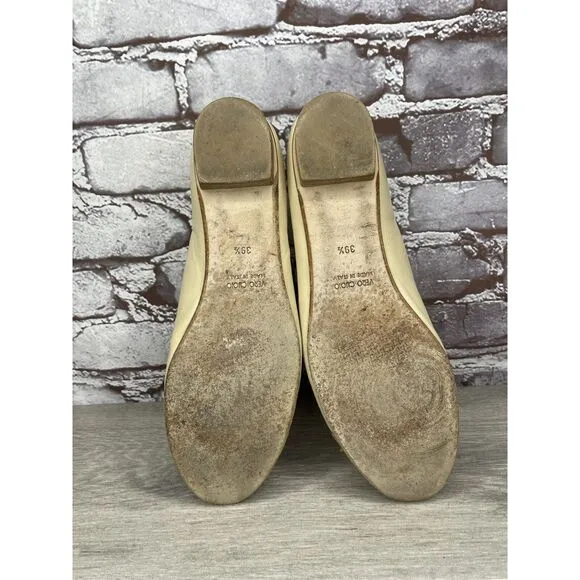 CAREL PARIS Ivory Leather Tan Brown Cap Toe Ballet Flats Women’s Sz 39.5EU/9M US