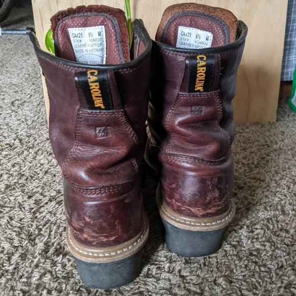 Carolina Brown Lace Up Boots with Sturdy Construction 9.5