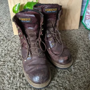 Carolina Brown Lace Up Boots with Sturdy Construction 9.5