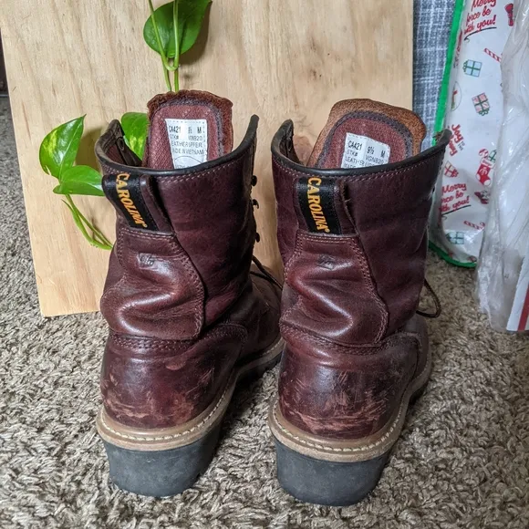 Carolina Brown Lace Up Boots with Sturdy Construction 9.5