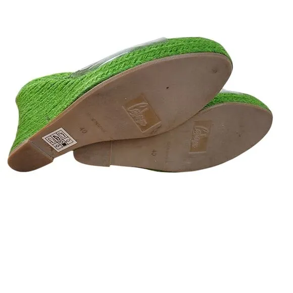 CASTANER lime green CANDY wrapper BOW espadrille WEDGES platform shoe Spain Sz 9