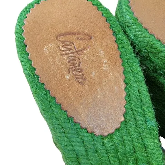 CASTANER lime green CANDY wrapper BOW espadrille WEDGES platform shoe Spain Sz 9