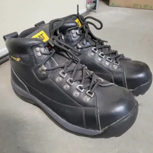 CAT Men's Steel Toe Leather Lace Up Work Boots, Black, Size 10.5