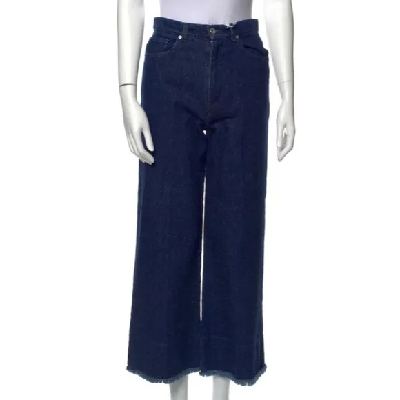 CEDRIC CHARLIER Two-tone wide leg high waisted jean gauchos blue sparkle size 8