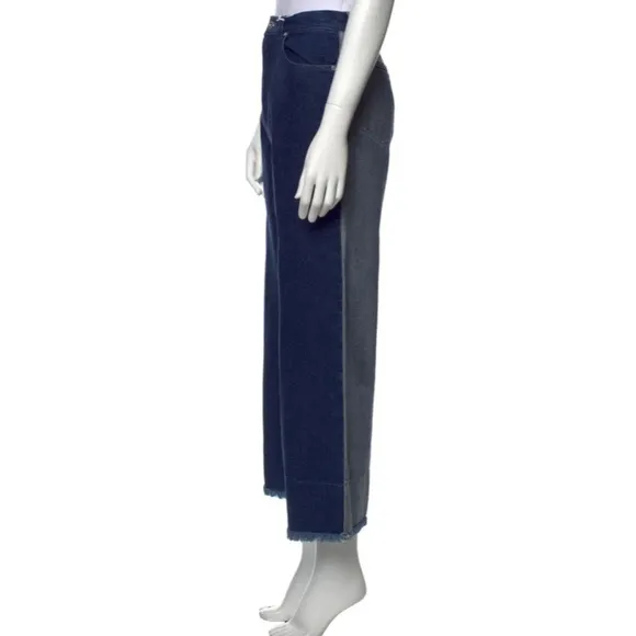 CEDRIC CHARLIER Two-tone wide leg high waisted jean gauchos blue sparkle size 8
