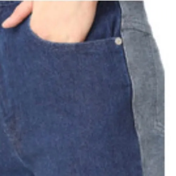 CEDRIC CHARLIER Two-tone wide leg high waisted jean gauchos blue sparkle size 8