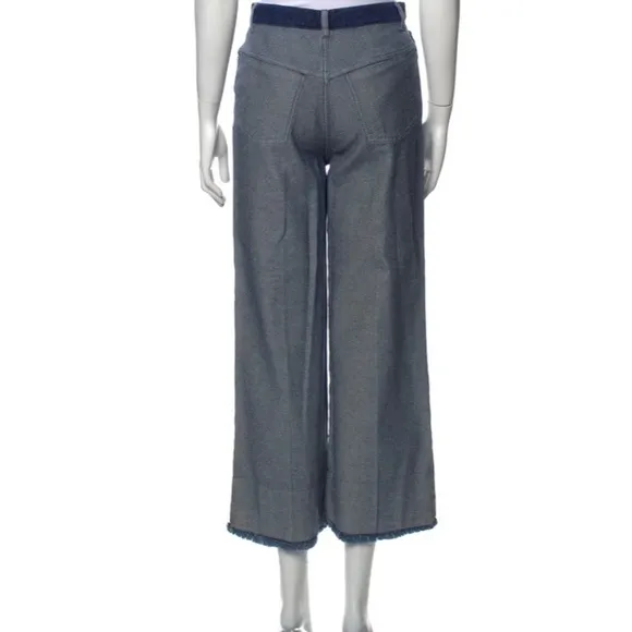 CEDRIC CHARLIER Two-tone wide leg high waisted jean gauchos blue sparkle size 8
