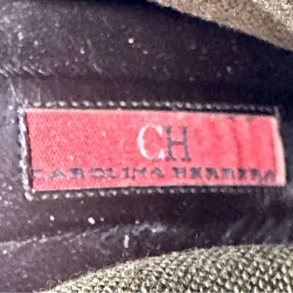 CH Carolina Herrera Olive Green Open-toed Bootie Wedges- Size 8.5