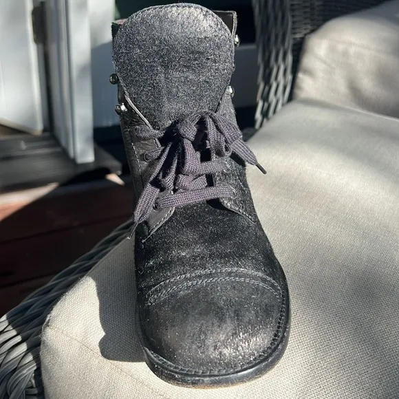 Chanel Black Lace Up Ankle Boots