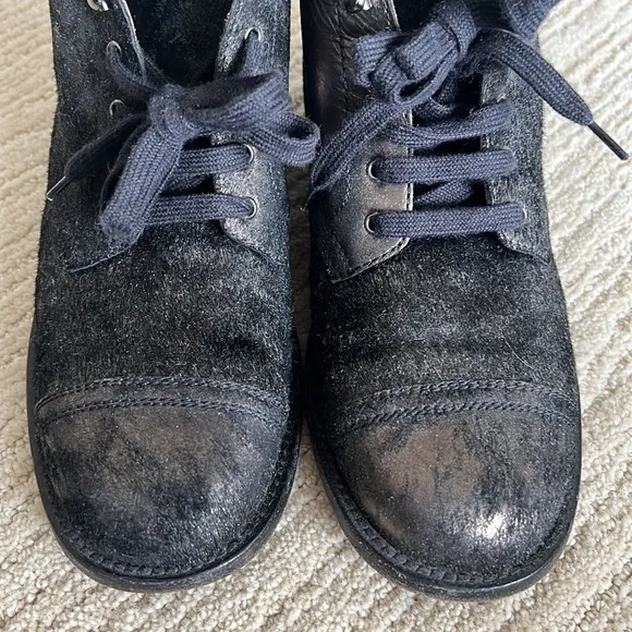 Chanel Black Lace Up Ankle Boots
