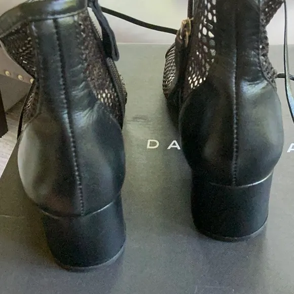 CHANEL Black Lace Up Boots High Heel Elegance