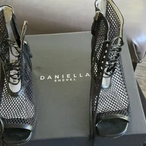 CHANEL Black Lace Up Boots High Heel Elegance