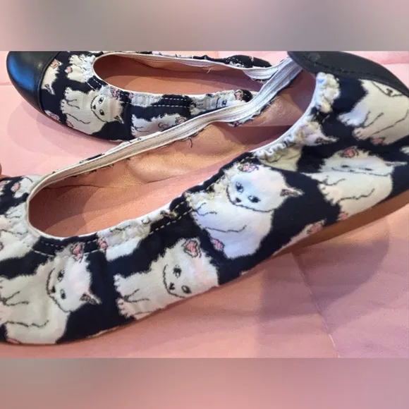 Charabia Paris Black and White Cat Print Flats 🐈‍⬛