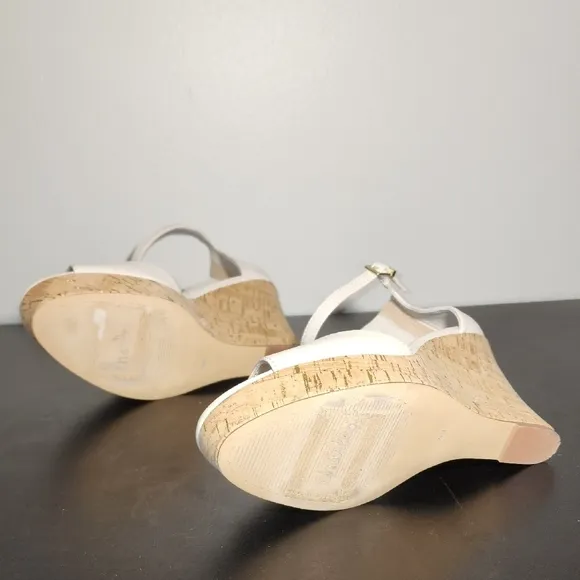 Charles By Charles David Cream Wedge Sandals with Ankle Strap