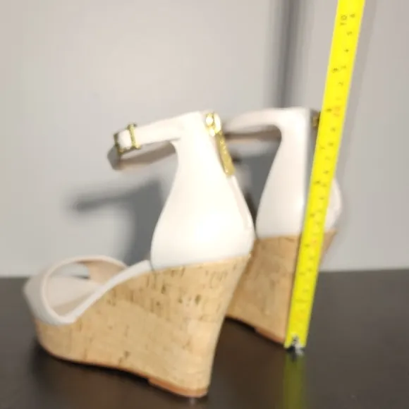 Charles By Charles David Cream Wedge Sandals with Ankle Strap