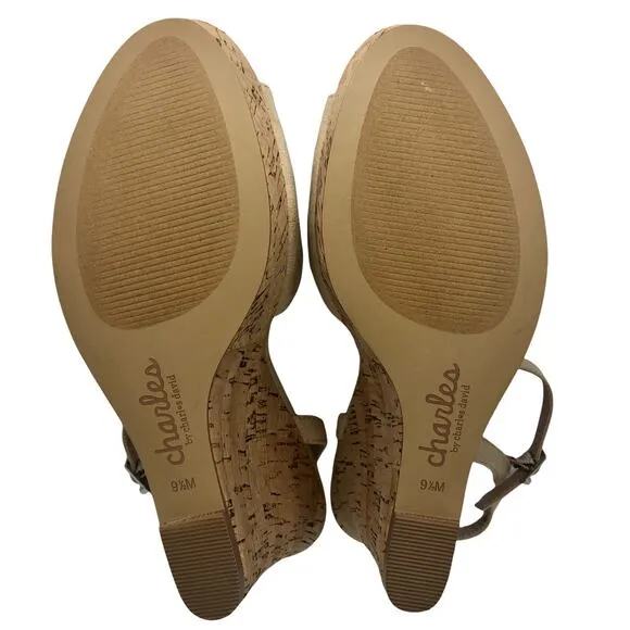 Charles by Charles David Nude Lambert Cork Wedges - Size 9.5 - Women