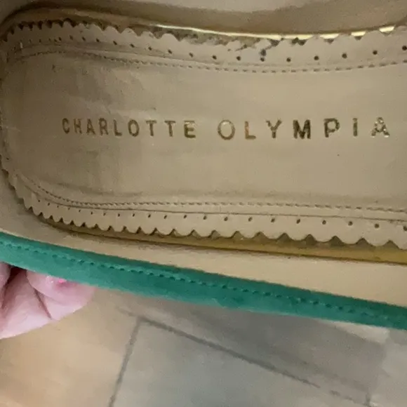 Charlotte Olympia Kelly Green Leather Suede Platform Pumps Shoes Heels 38 LK NEW