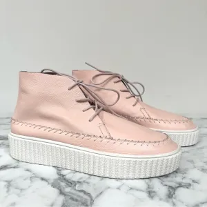 Charlotte Stone Darcy in Pêche Lace Up Leather Moccasin Sneakers Powder Pink 10