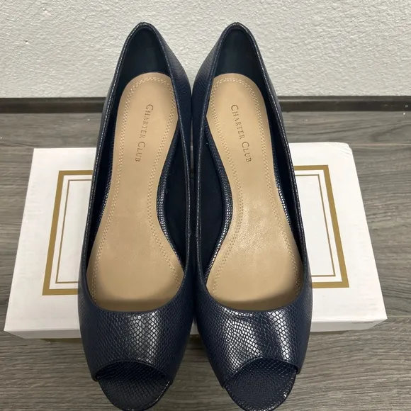 Charter Club Camii Wedges Navy SM