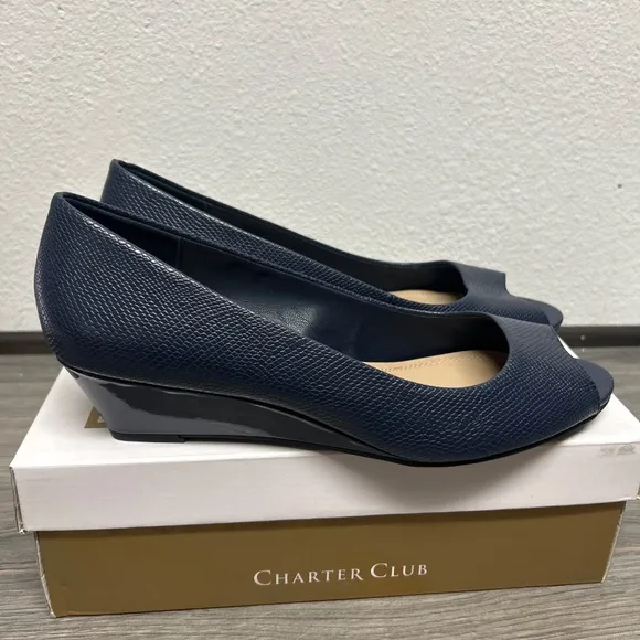 Charter Club Camii Wedges Navy SM