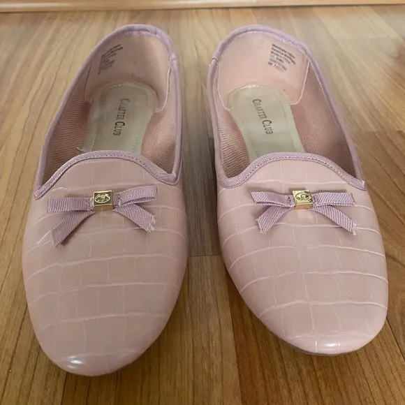 Charter Club - Kimii Deconstructed Loafers / Flats in Pink Croc Leather - Size 8