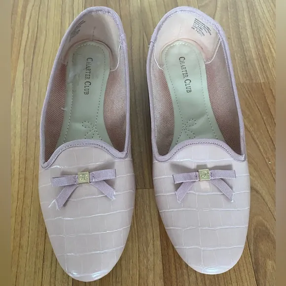 Charter Club - Kimii Deconstructed Loafers / Flats in Pink Croc Leather - Size 8