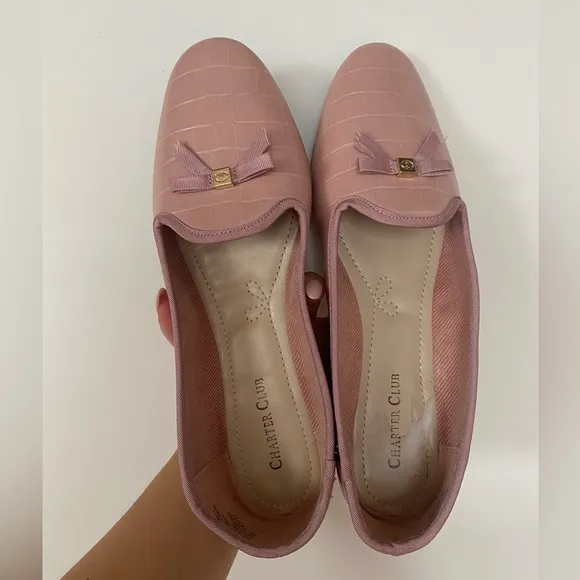 Charter Club - Kimii Deconstructed Loafers / Flats in Pink Croc Leather - Size 8