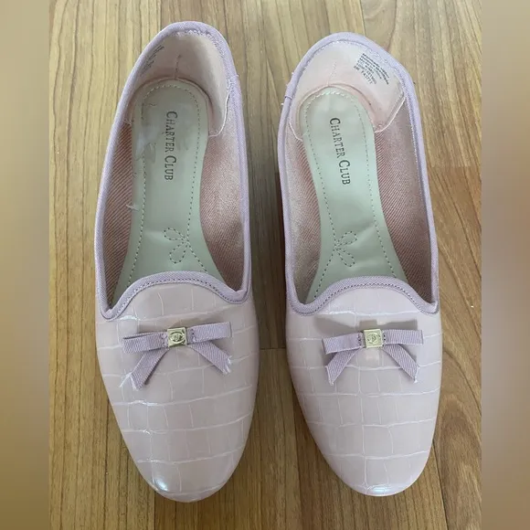 Charter Club - Kimii Deconstructed Loafers / Flats in Pink Croc Leather - Size 8