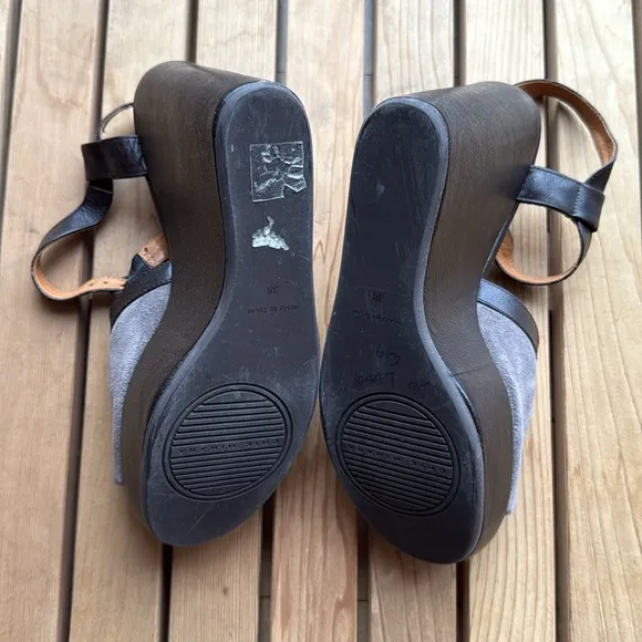 Chie Mihara “MAR” Leather &amp; Suede Platform Wedge Sandals – Size 8