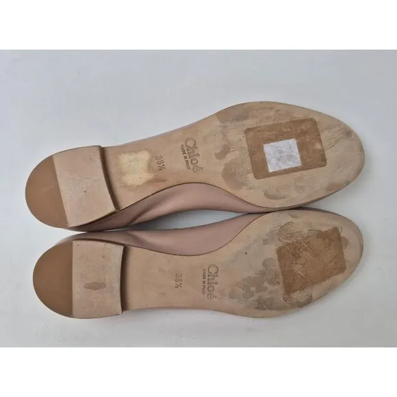Chloé Women's Pink Tea Lauren Scalloped Leather Ballet Flats Size 38.5 Chloe