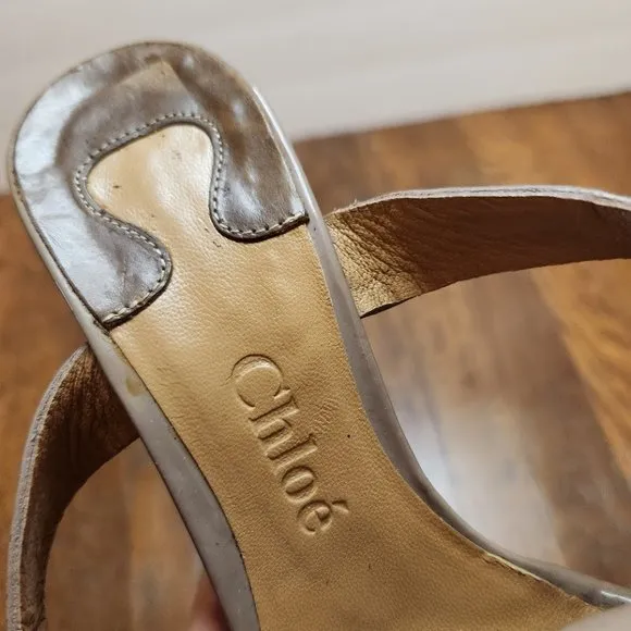 CHLOE Platform Dark Mauve Wedges with Large Buckle