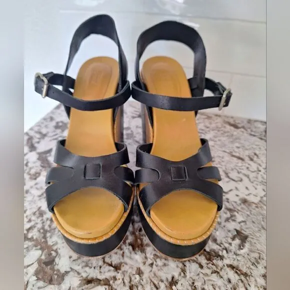 Chloe platform wedges leather sandals size 37