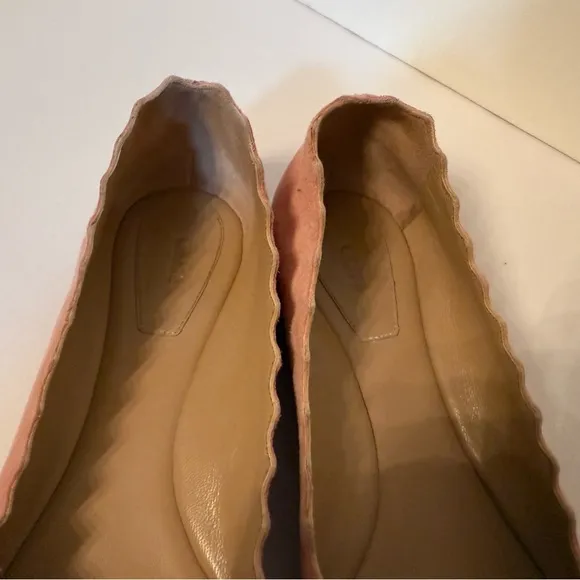CHLOE SHOES BALLET FLATS SOFT PINK SUEDE LEATHER ITALY LUXURY SIZE 35.5 5