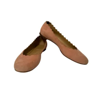 CHLOE SHOES BALLET FLATS SOFT PINK SUEDE LEATHER ITALY LUXURY SIZE 35.5 5