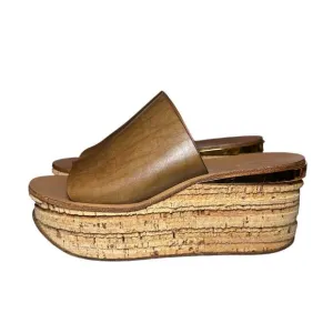 Chloe Woody Camille Platform Sandals Mules Slip On Wedges Heels Size 40 Italy