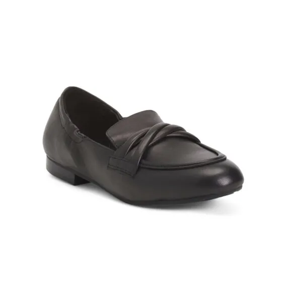 CHOCOLAT BLU Black Leather Abel Scrunch Back Flats